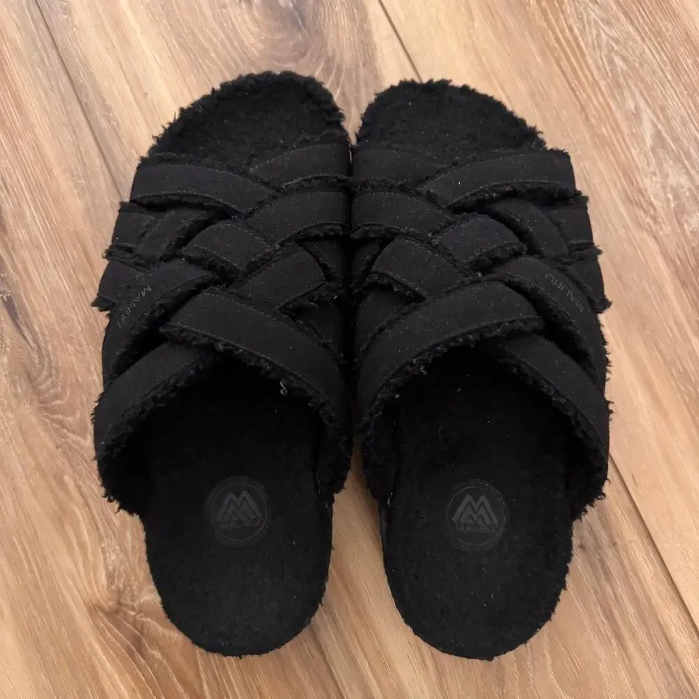 Malibu Sandals Zuma LX Black Suede Crepe Rubber Sz 9